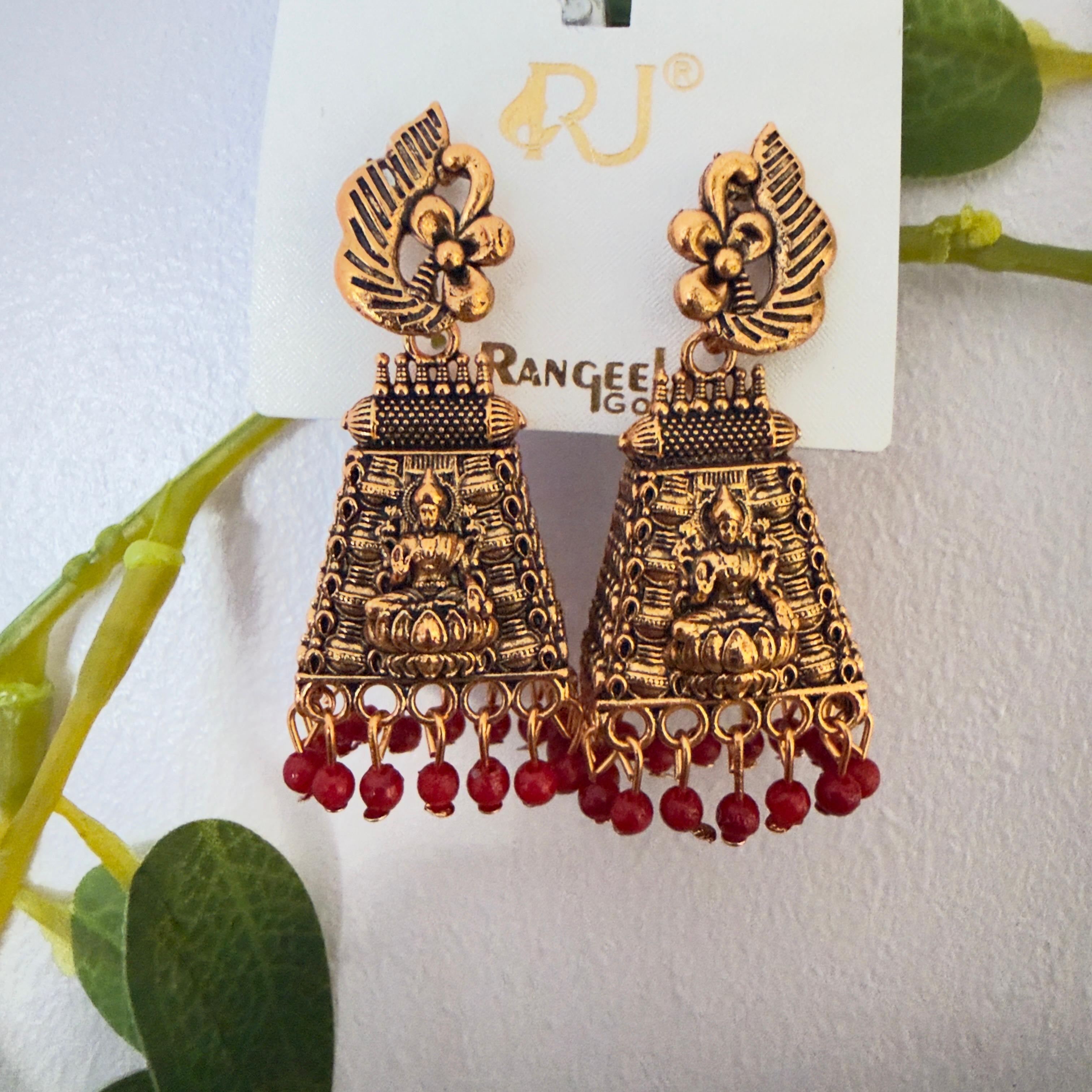 Temple jhumka red