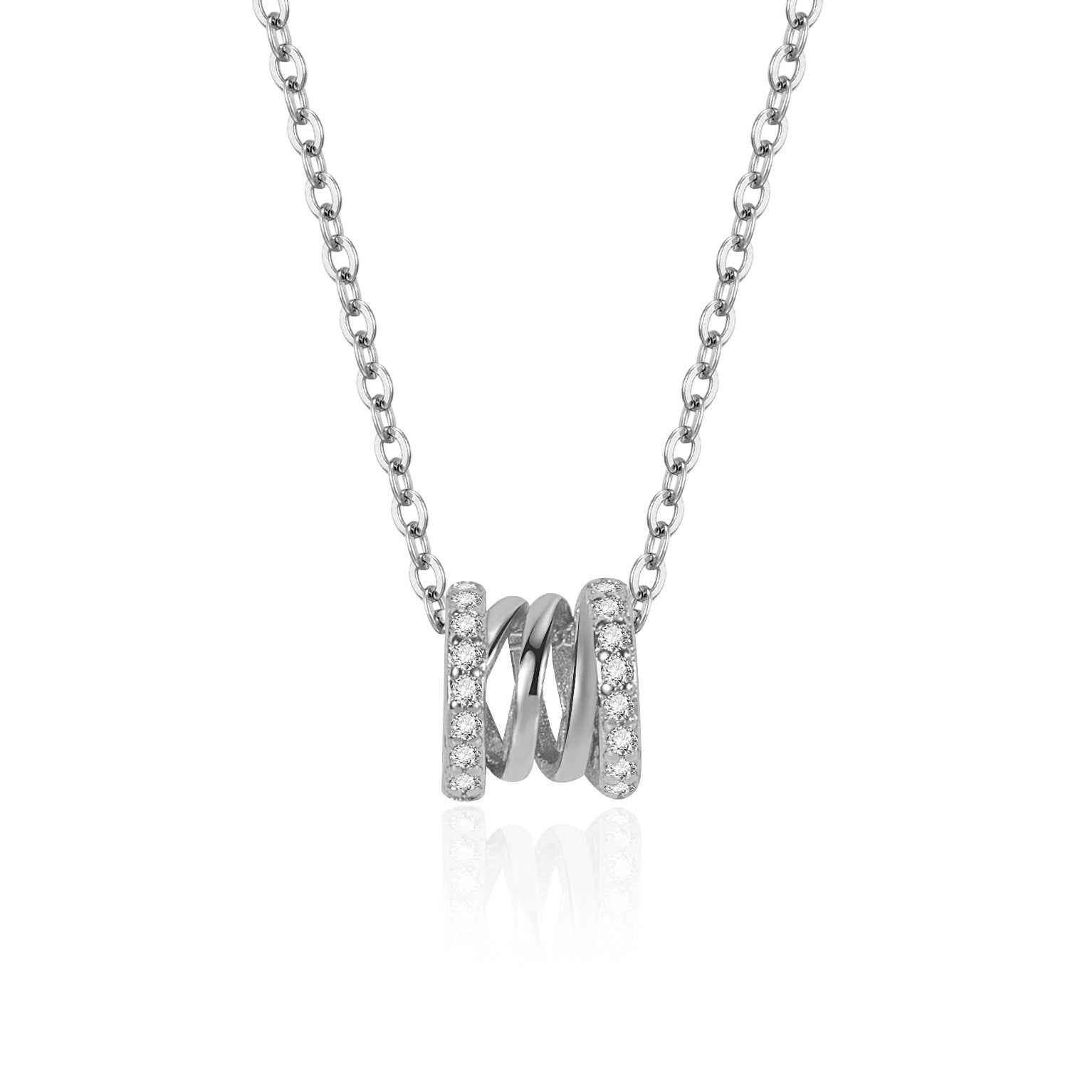 Platinum-Plated S925 Sterling Silver Necklace with Cylindrical 5A Zirconia Pendant
