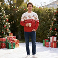 Red Adult Christmas Jumper - Reindeer Fair Isle Knit