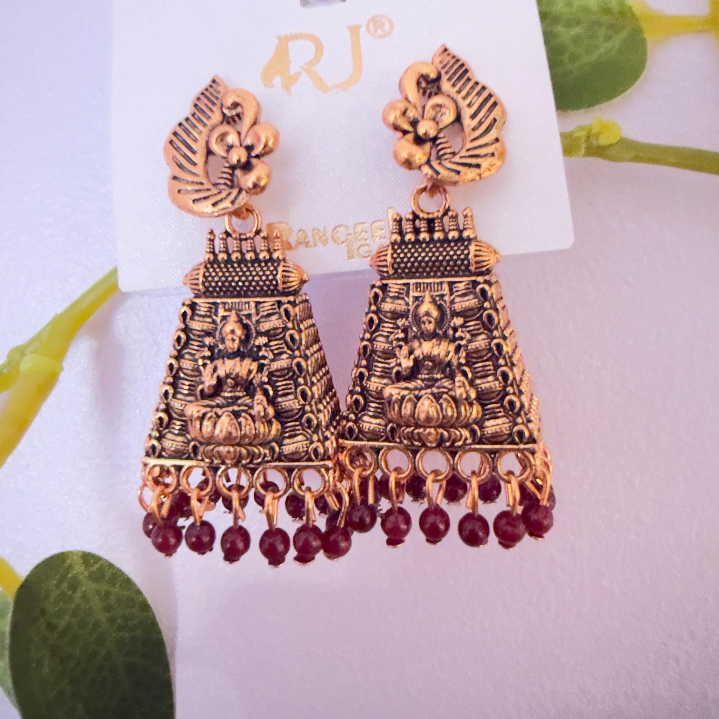 Temple jhumka maroon