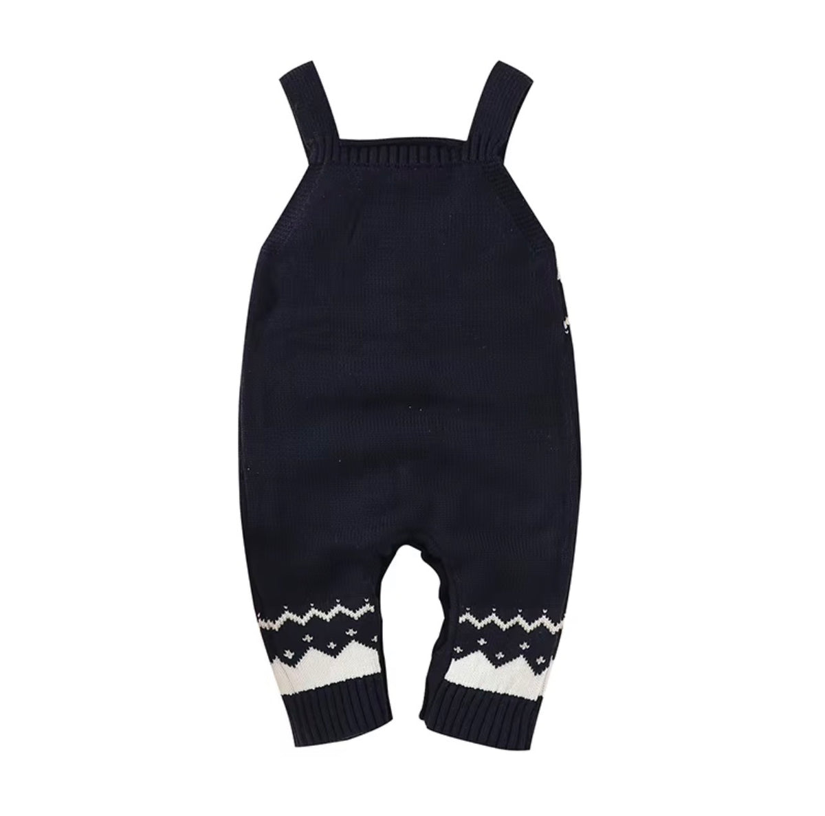 Navy Blue Baby Christmas Jumper - Reindeer Knit Romper