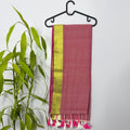 Elegant Rose Pink & Gold Zari Border Mul Cotton Saree