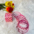 Glitter light pink glass bangles