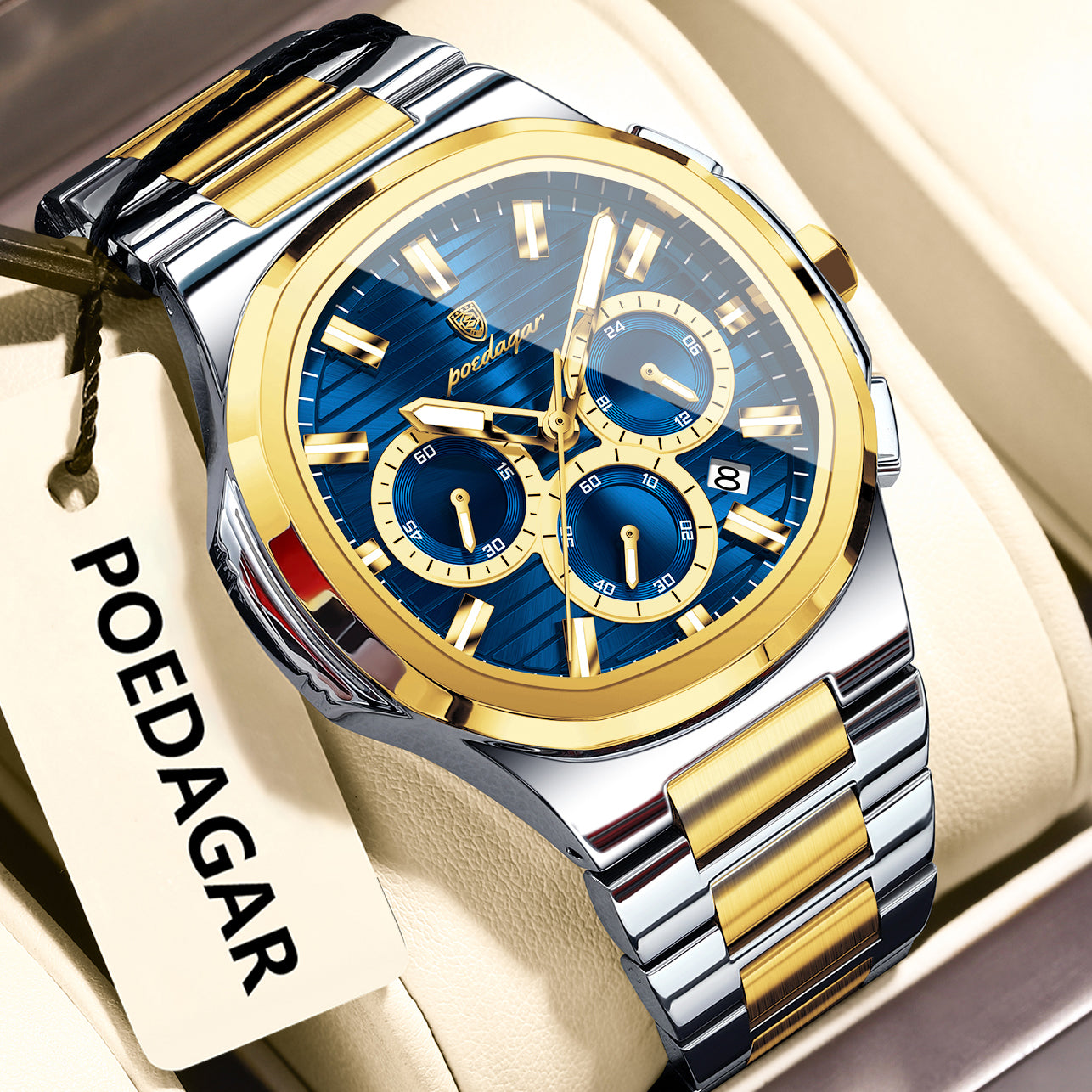 Mens Waterproof Multifunctional Luminous Watch