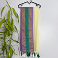 Elegant Purple & Teal Mul Cotton Saree with Gold Zari Border