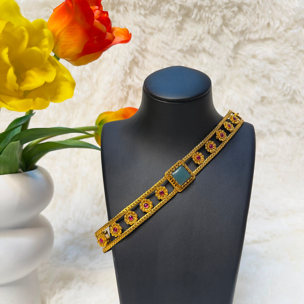 Elegant Gold-Plated Square Stone Choker