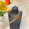 Three-Strand Pearl and Ruby Stone Ethnic Choker