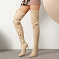 Womens Plus-Size Pointed-Toe Over-the-Knee Boots With Stiletto Heels
