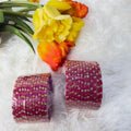 Leaf magenta glass bangles