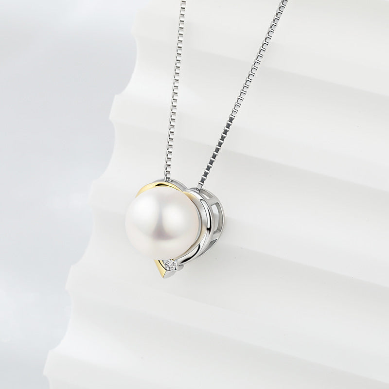 Gold & Platinum-Plated S925 Sterling Silver Pendant with 5A Zirconia and Pearl