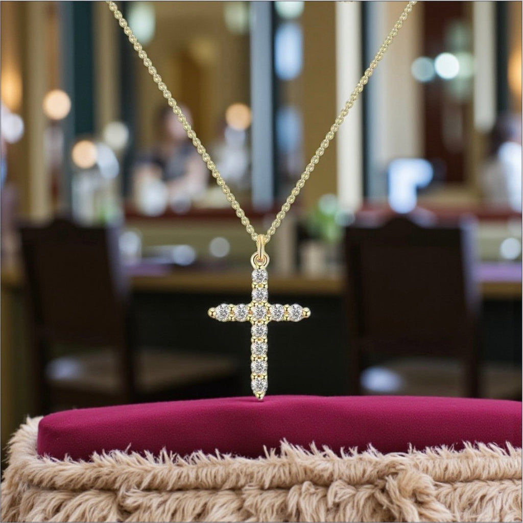 18K Gold-Plated Necklace with Cubic Zirconia Pendant – 316L Stainless Steel