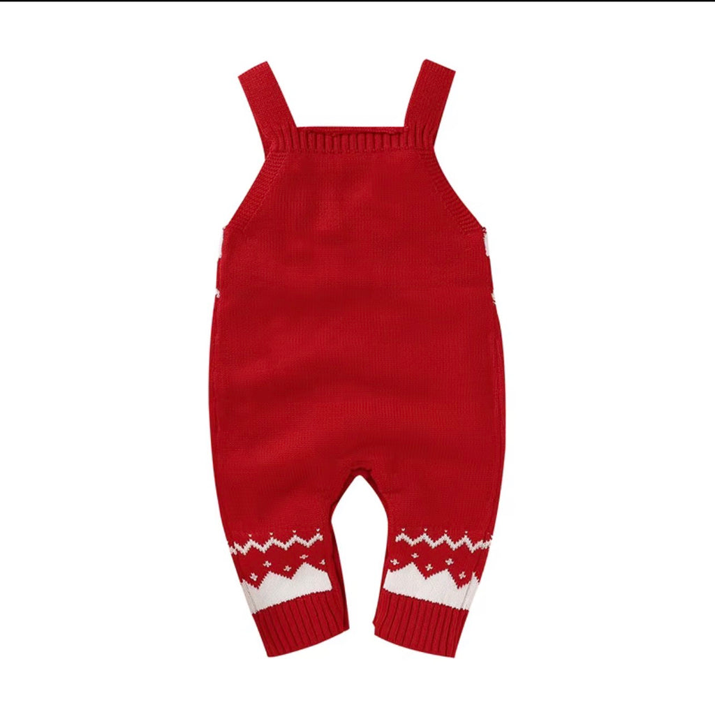 Red Baby Christmas Jumper - Reindeer Knit Romper
