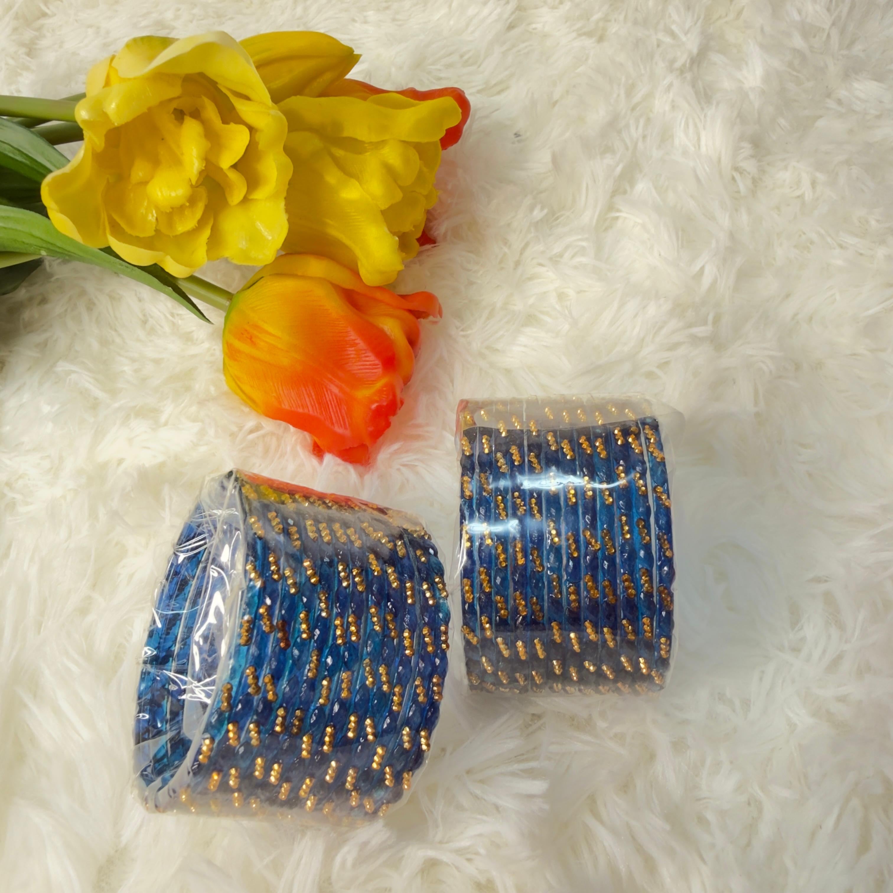 Raindrop blue glass bangles