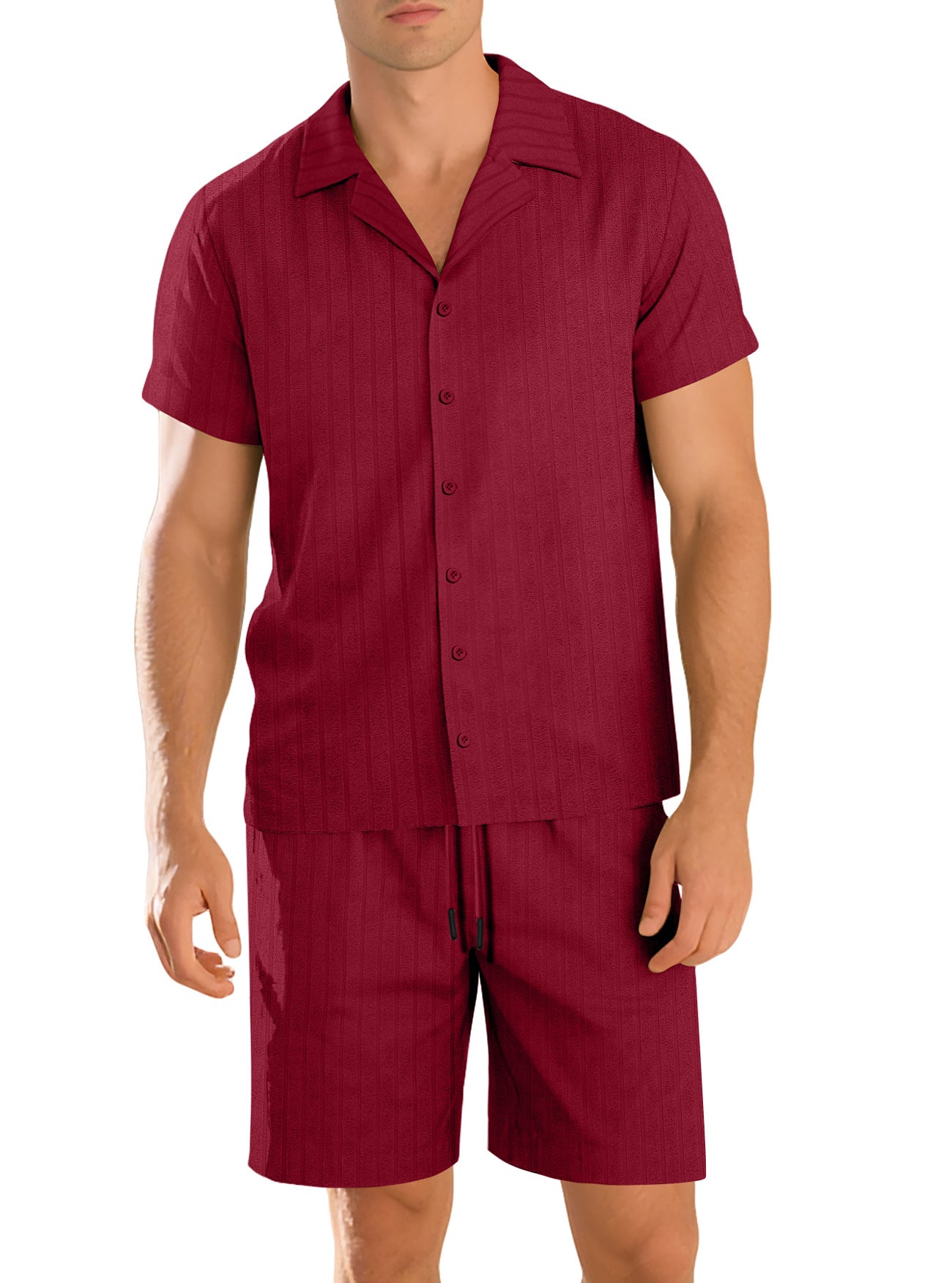 Mens Commuter Casual Button-Down Short-Sleeve Shirt Set