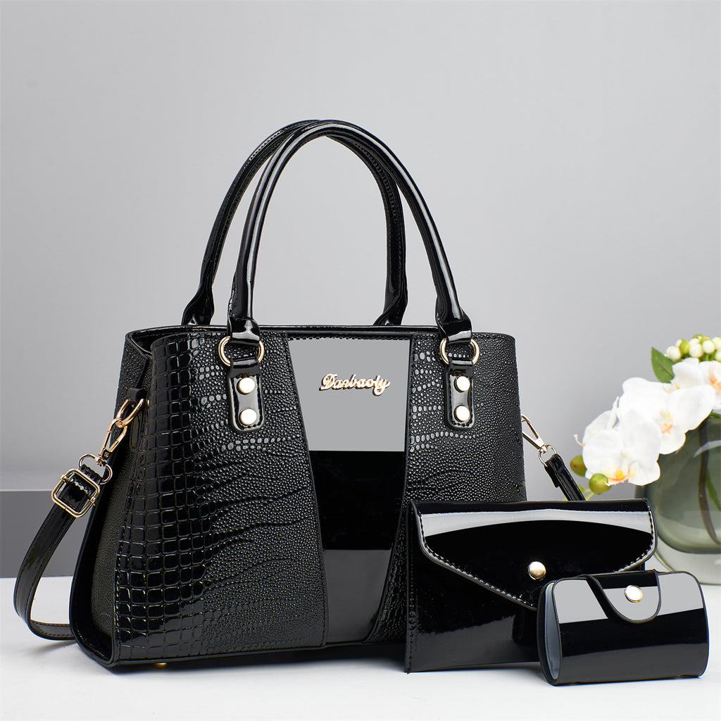 Fish-Print Shoulder And Crossbody Bag Three-Piece Set