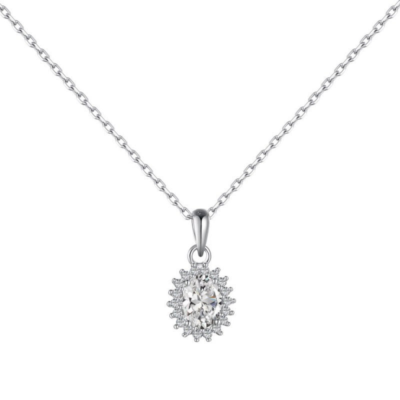 S925 Sterling Silver 5A Zircon Colored Gems Full Diamond Oval