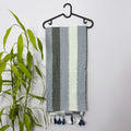 Sophisticated Grey & White Striped Mul Cotton Saree with Tassels