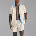 Mens Fashionable Casual Short-Sleeve Digital-Print Shirt
