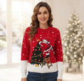 Red Adult Christmas Jumper - Santa & Tree Knit Sweater