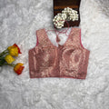Peach pink brocade blouse
