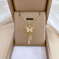18K Gold Plated Butterfly Tassel Necklace - Anti-Tarnish 316L Stainless Steel