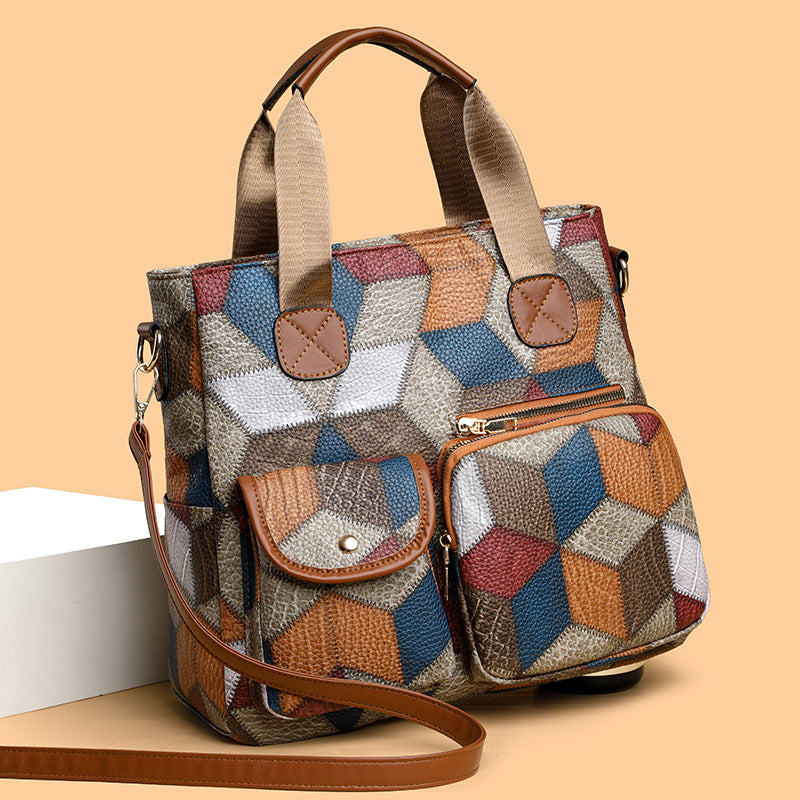 Retro Washed Leather Biker Bag Soft Leather Double Pocket ShoulderCrossbody