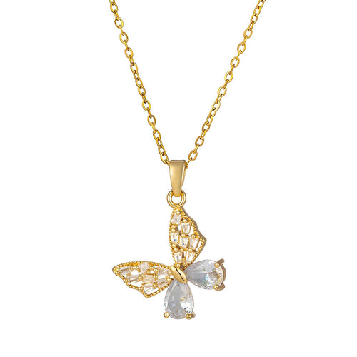 18K Gold Plated 316L Stainless Steel Cubic Zirconia Pendant Necklace – Waterproof & Hypoallergenic