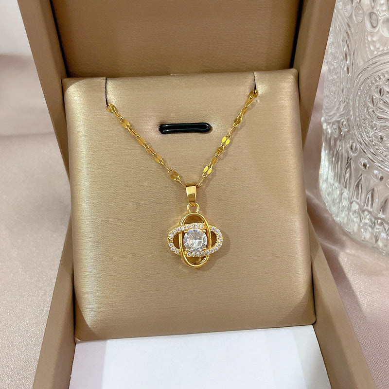 18K Gold Plated 316L Stainless Steel Pendant Necklace | Waterproof Anti-Tarnish Zirconia Jewelry