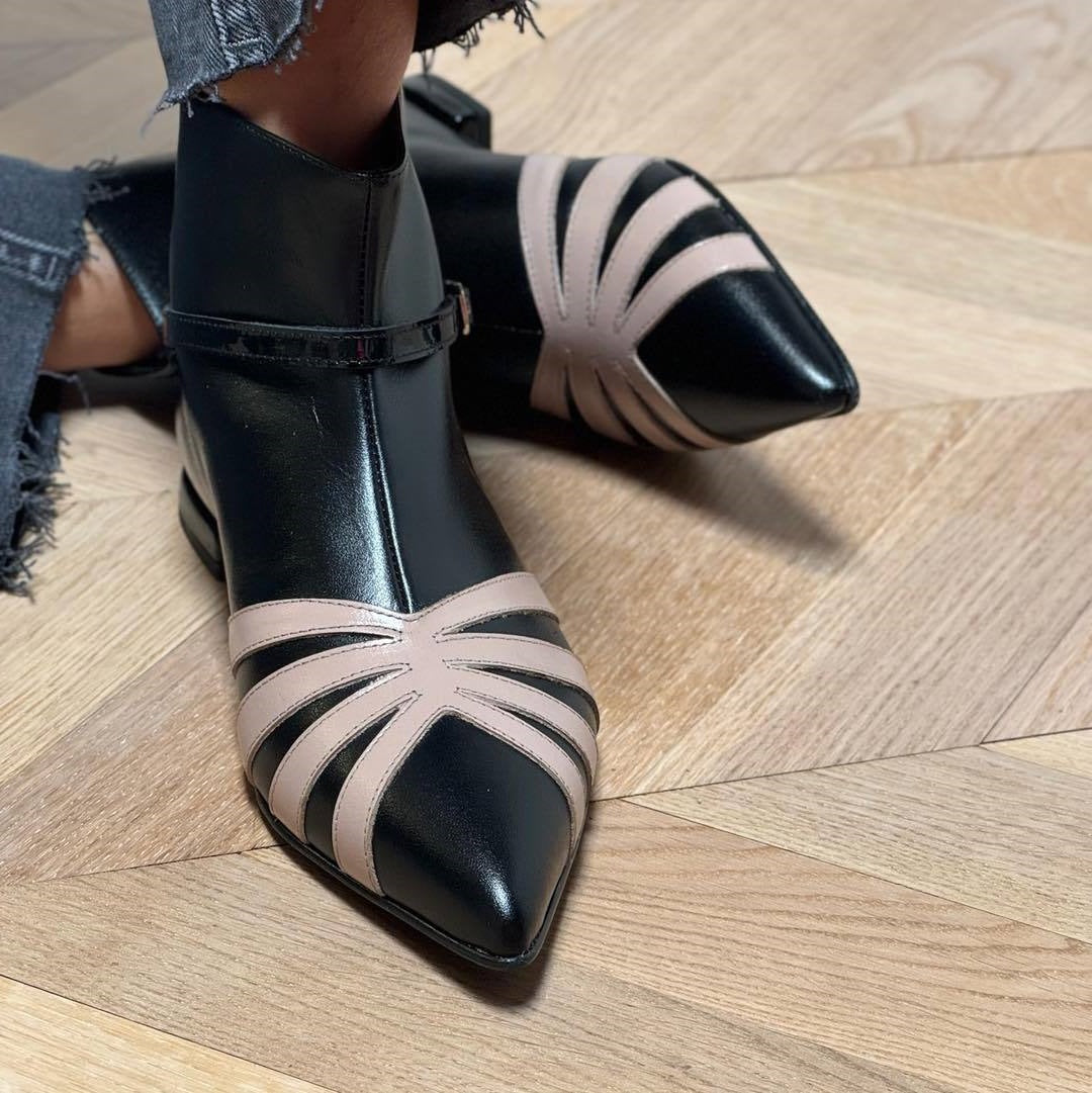 Pointed Toe Chunky Heel Low Heeled Ankle Boots For Women In Larger Sizes