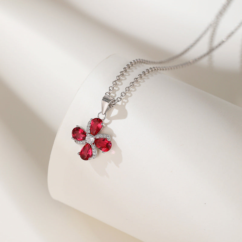 Platinum-Plated S925 Sterling Silver Pendant with 5A Zirconia and Crystals
