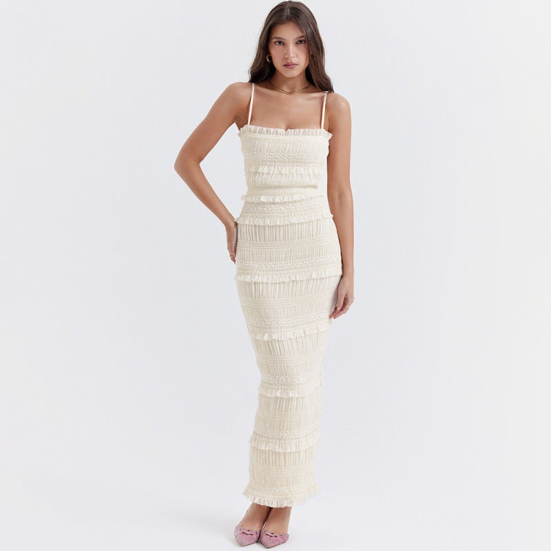 High-elastic Sequin-trimmed Strap Dress