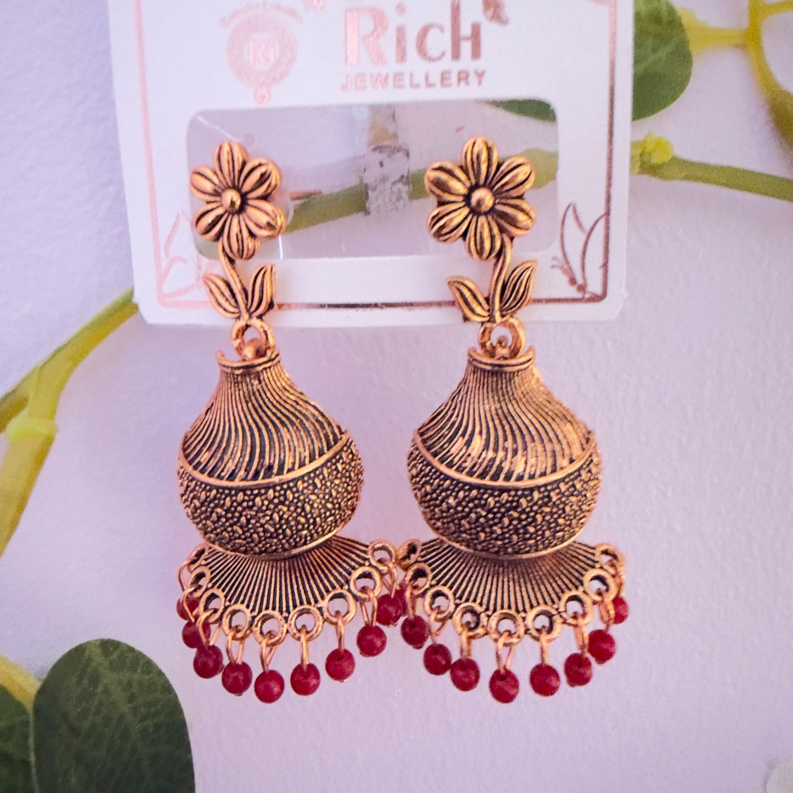 Bell shaped jhumka red