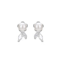 S999 Sterling Silver Pure Silver Stud Earrings Female Water Drop Ear-caring Shell Pearls