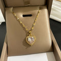 18K Gold Plated 316L Stainless Steel Waterproof Halo Heart Zirconia Necklace
