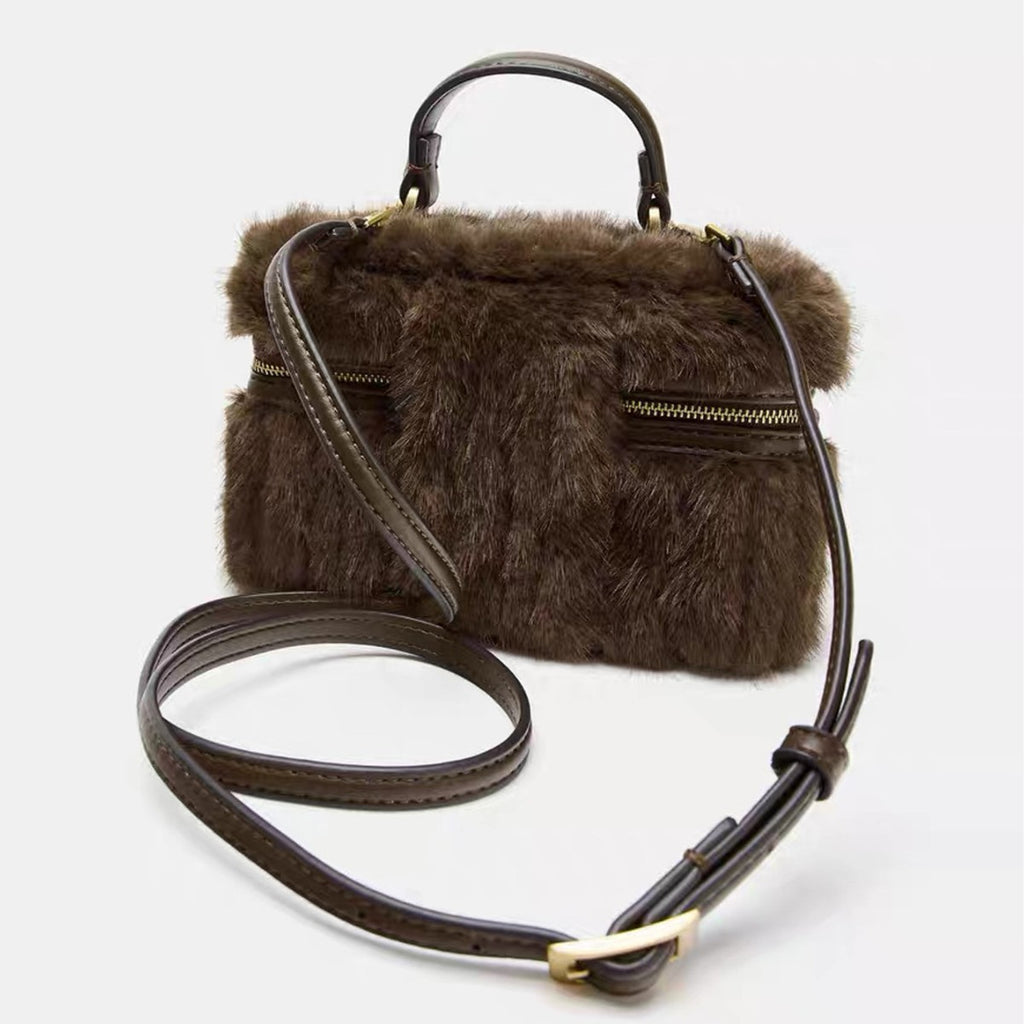 European And American-style Chic Plush Chain-decorated Lunch Bag