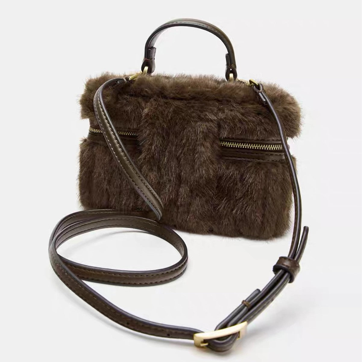 European And American-style Chic Plush Chain-decorated Lunch Bag