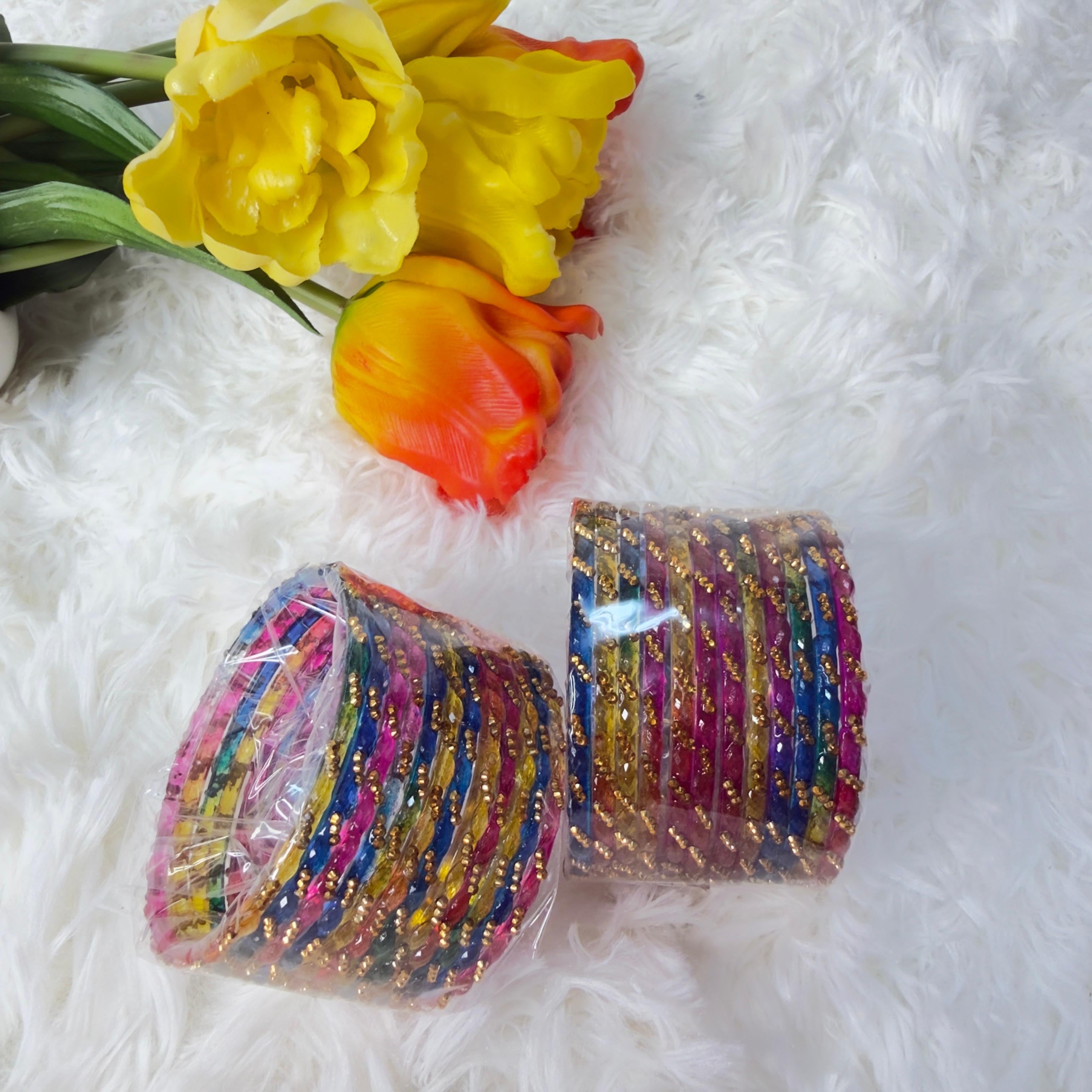 Raindrop rainbow glass bangles