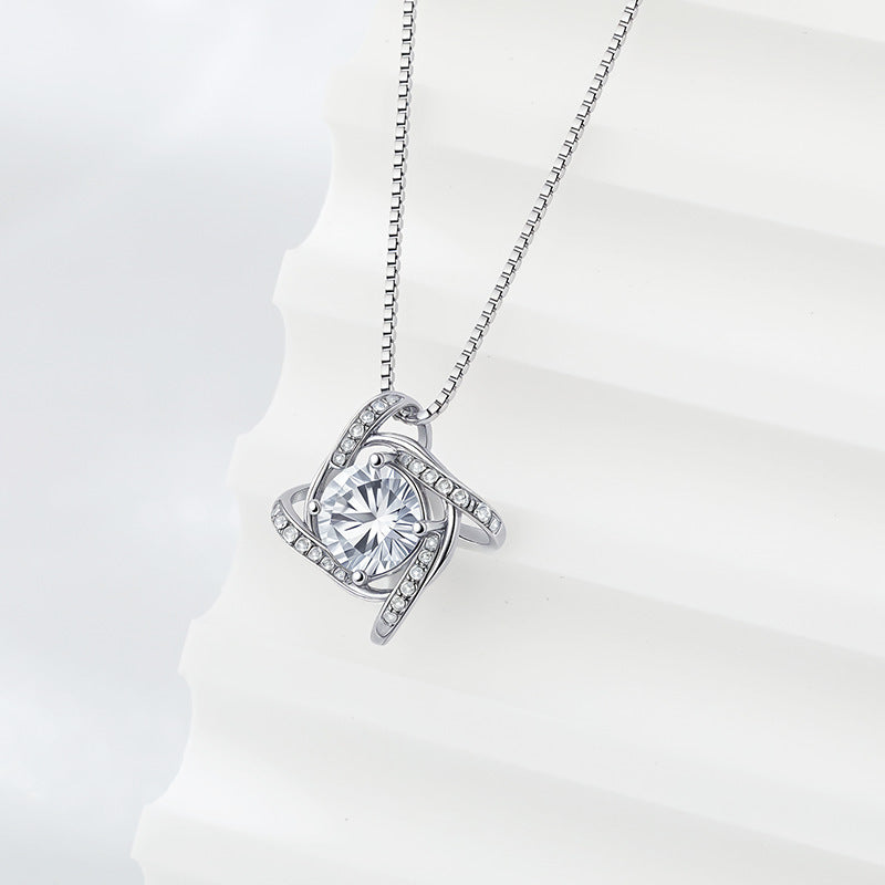 Platinum-Plated S925 Sterling Silver Pendant with 5A Zirconia