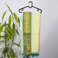 Elegant Off-White & Teal Mul Cotton Saree with Zari Border