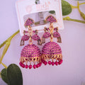 Pink peacock jhumka