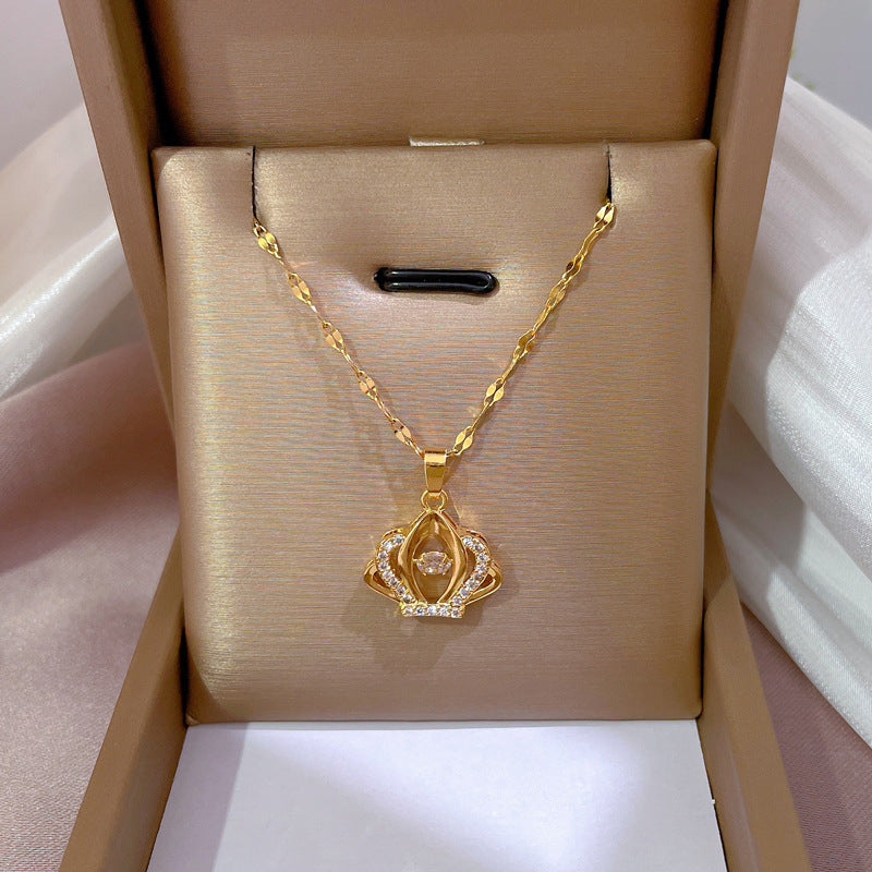 18K Gold Plated 316L Stainless Steel Crown Necklace