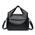 Retro-style Fashionable Patchwork-print Soft Leather Multi-compartment Tote Bag For Women