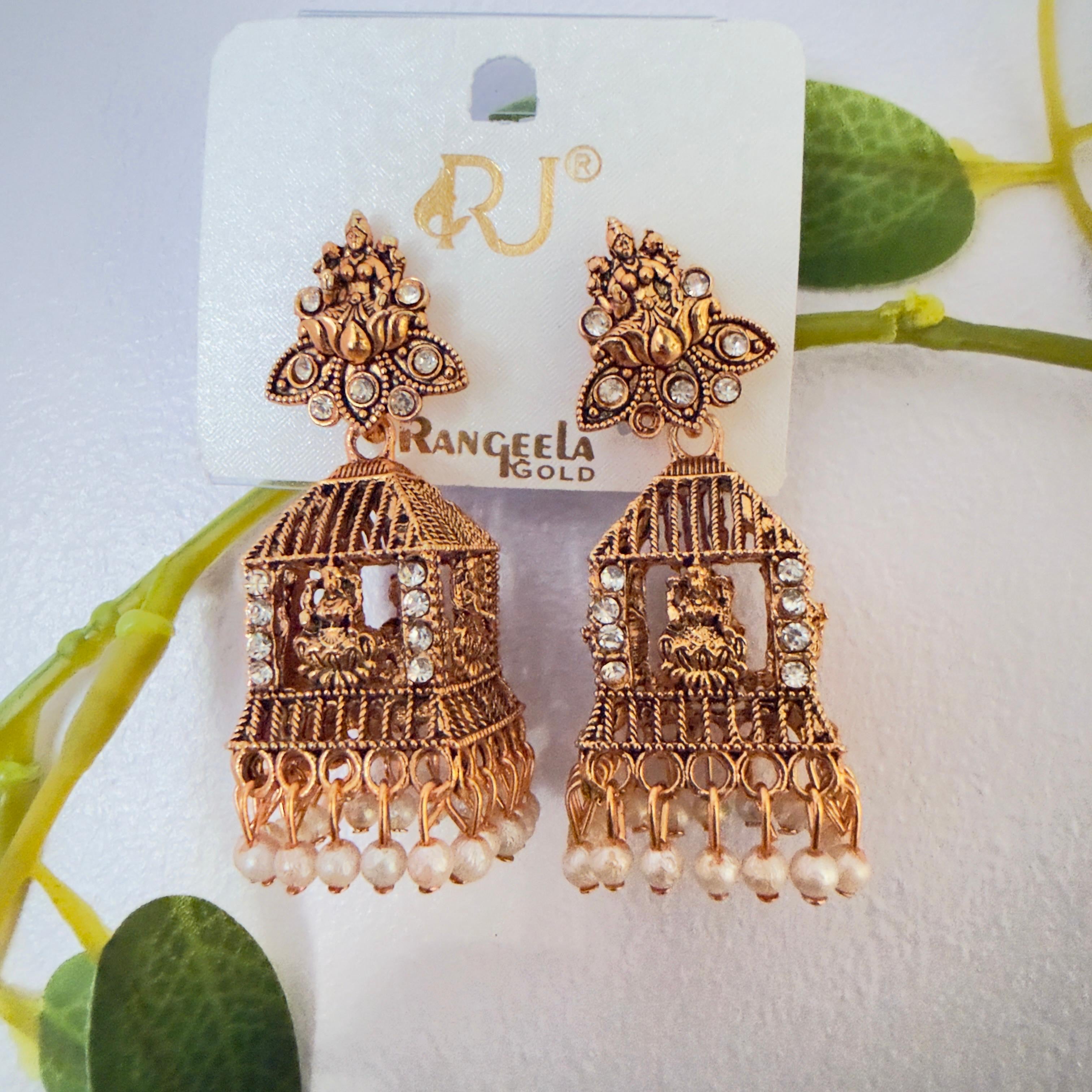 Temple jhumka white