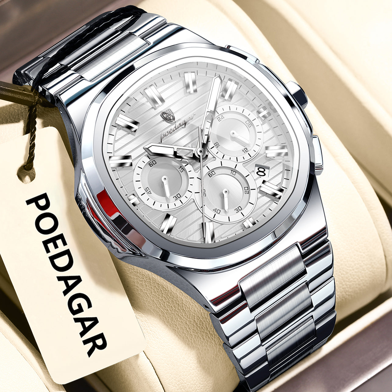 Mens Waterproof Multifunctional Luminous Watch