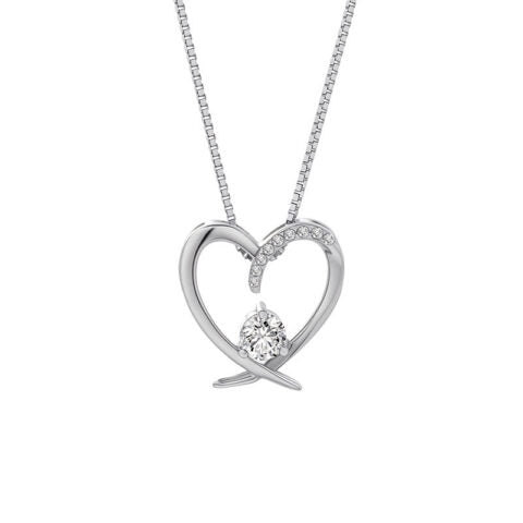 S925 Sterling Silver Heart Necklace with 5A Zirconia – Platinum or Rose Gold Plated