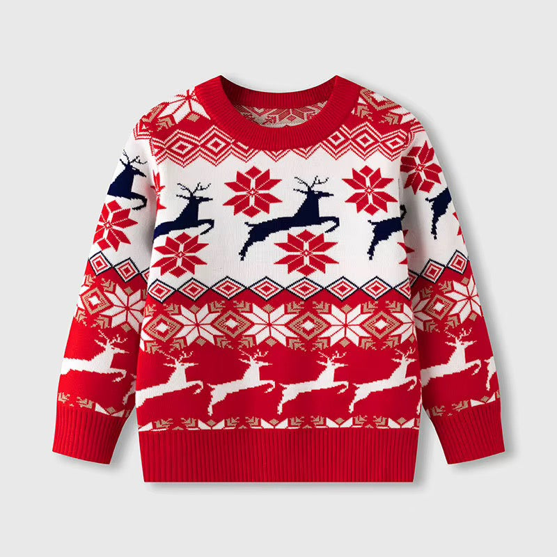 Red Adult Christmas Jumper - Reindeer Fair Isle Sweater