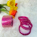 Raindrop magenta glass bangles