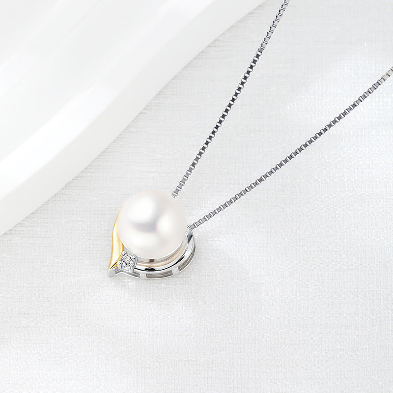 Gold & Platinum-Plated S925 Sterling Silver Pendant with 5A Zirconia and Pearl