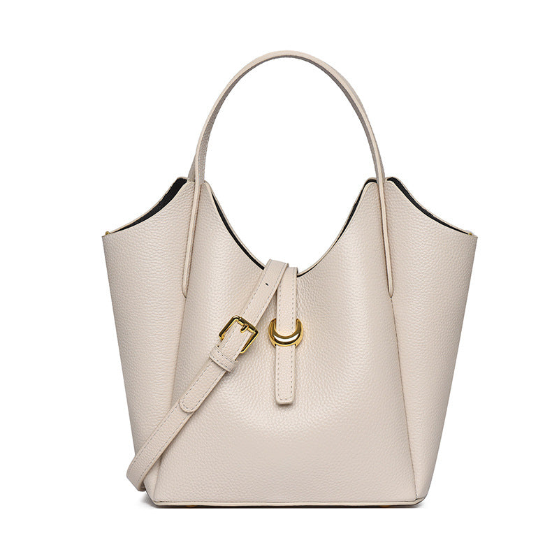 Genuine Leather Women's Large Capacity Hand Holding Bucket Bag