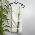 Pure White Double Dhoti with Elegant Silver Border